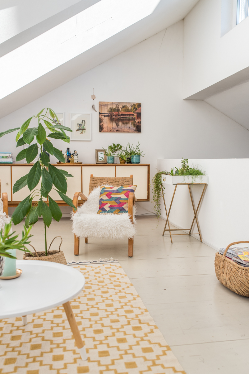 Deko Ideen für das Wohnzimmer im boho vintage Look mit Pflanzen