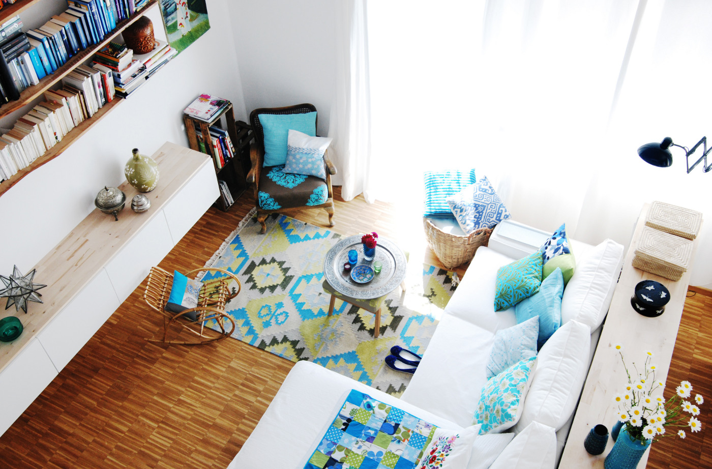 Unser Wohnzimmer In Den Farben Turkis Und Grun Mit Vintage