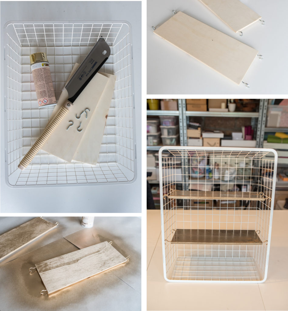 Anleitung für ein DIY Ikea hack Regal aus einem Metallkorb 