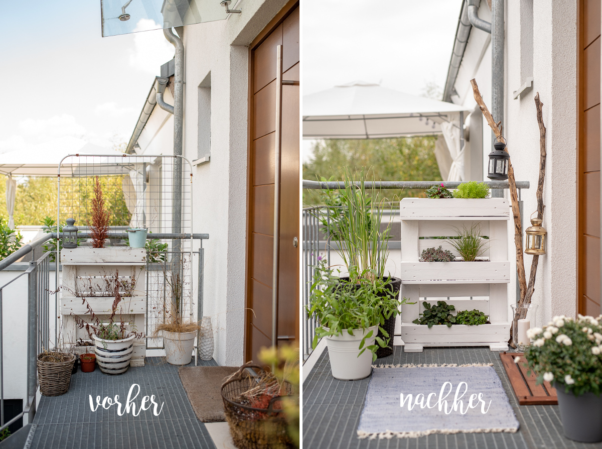 Dekoideen für den Herbst auf dem Balkon, Herbstdeko vor der Haustür und im Garten