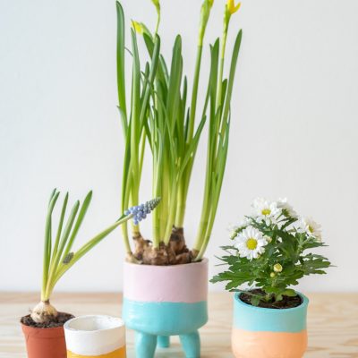 DIY - Frühlingsgruß: Blumentöpfe aus lufttrocknendem Ton