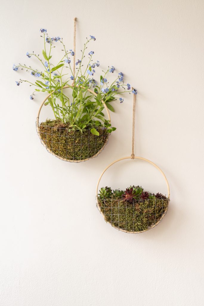 DIY Blumendeko mit Moos und Vergissmeinnicht zum Aufhängen als Deko für den Frühling und kleine Geschenk Idee für Muttertag