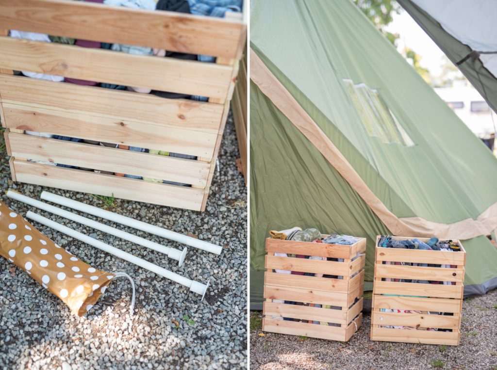 DIY Ikea Hack Camping Kleiderschrank aus Holzkisten als upcycling Campingmöbel